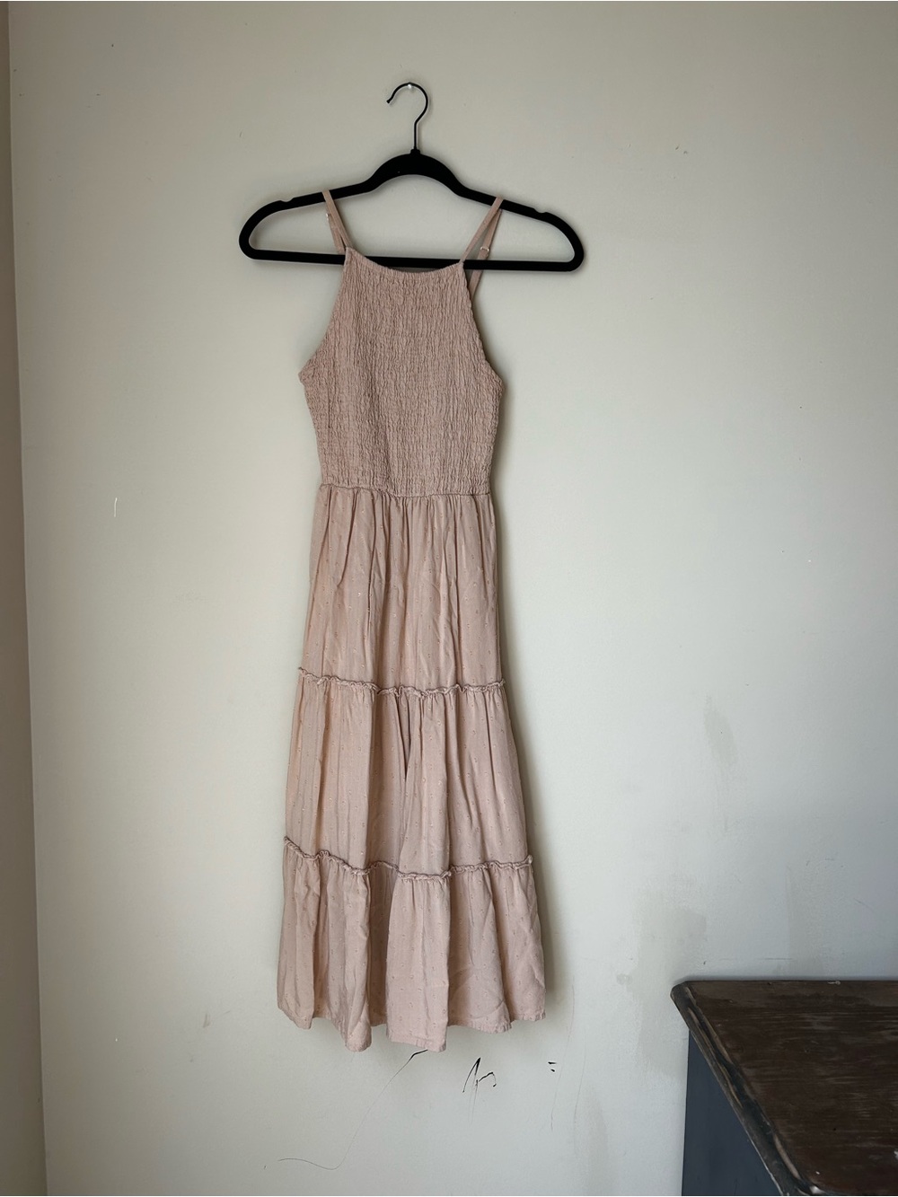Smocked Tiered Maxi Dress in Blush Pink
